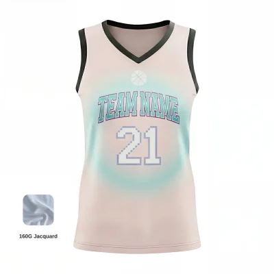 Women's premium V-neck basketball jersey with jacquard woven fabric for luxury teams