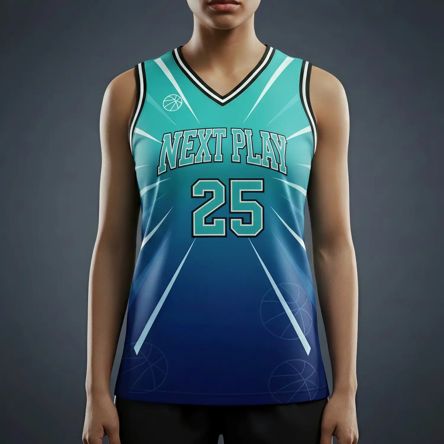 Women's pro V-neck basketball jersey with authentic NBA fabric for elite teams