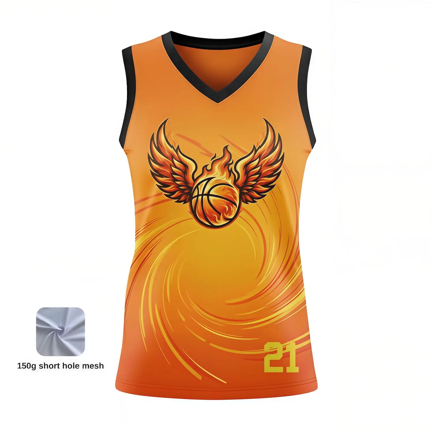 Women's V-neck basketball jersey with short hole mesh for balanced performance