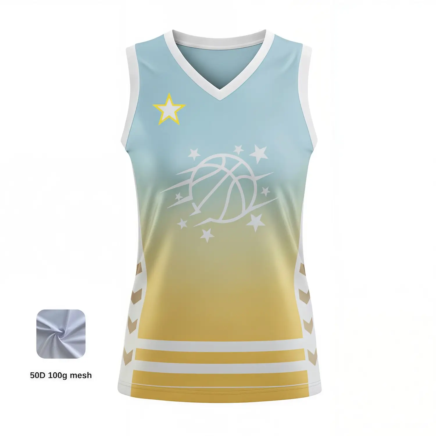 Women's V-neck basketball jersey with side panels for enhanced team styling