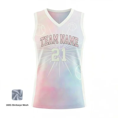 Women's elite V-neck basketball jersey with side panels and performance mesh for competitive teams
