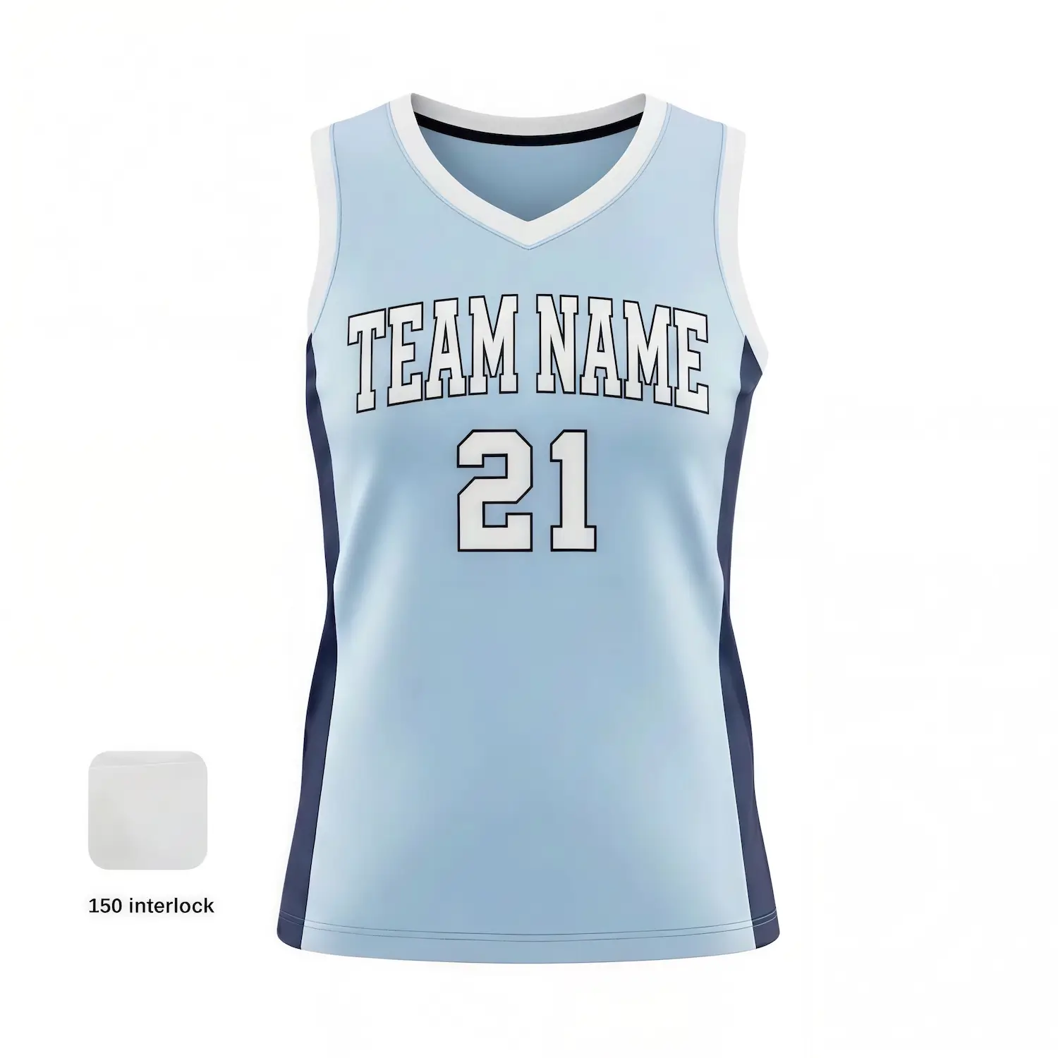 Women's V-neck basketball jersey with side panels and pro interlock for ultimate comfort