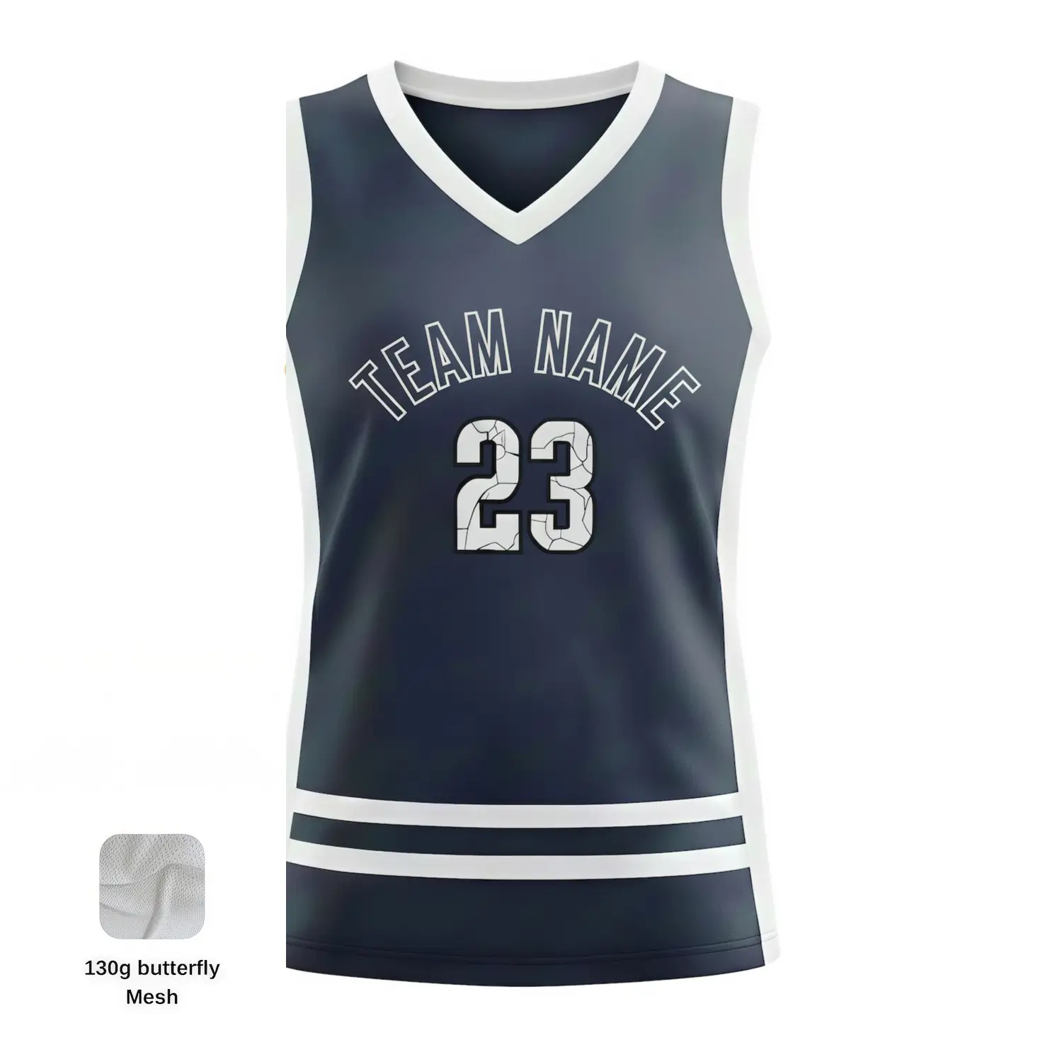 Women's V-neck basketball jersey with side panels and butterfly mesh for maximum airflow