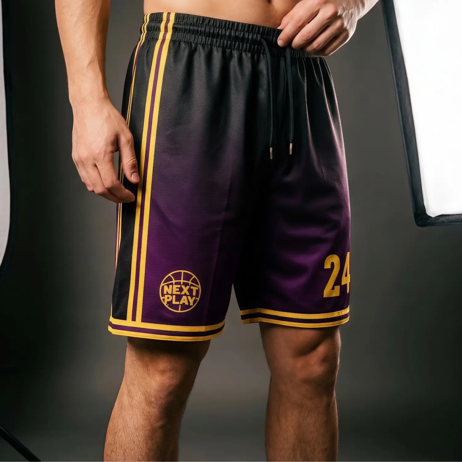NextPlay NBA pro fabric basketball shorts with heavy-duty 180g construction and custom sublimation