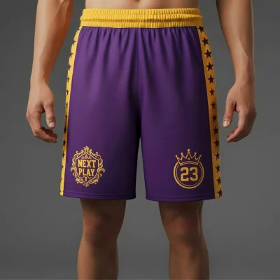 NextPlay Jacquard woven basketball shorts with premium texture and custom sublimated design