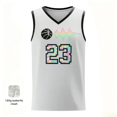 Women's pro V-neck basketball jersey with 160g butterfly mesh for maximum airflow