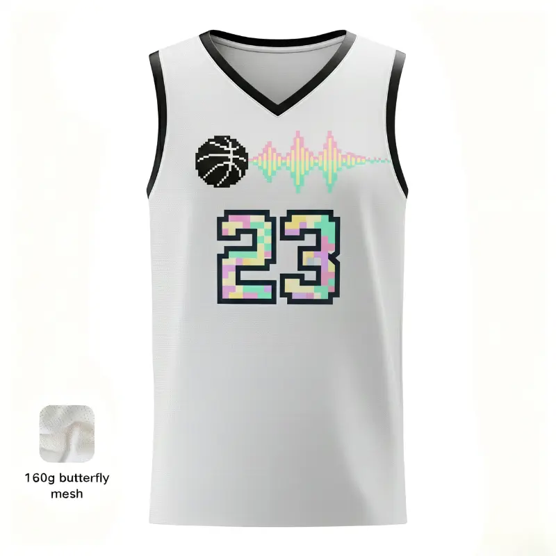 Women's pro V-neck basketball jersey with 160g butterfly mesh for maximum airflow