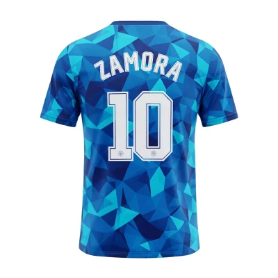 Extreme close-up of 180G silk-feel interlock fabric texture for soccer jerseys.