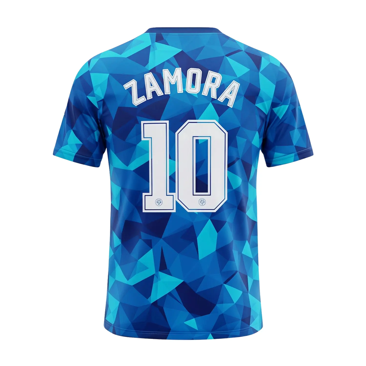 Extreme close-up of 180G silk-feel interlock fabric texture for soccer jerseys.