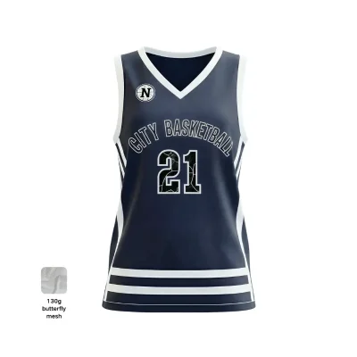 Women's V-neck basketball jersey with side panels and butterfly mesh for maximum airflow