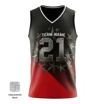 V-neck basketball jersey with butterfly mesh for enhanced airflow and cooling