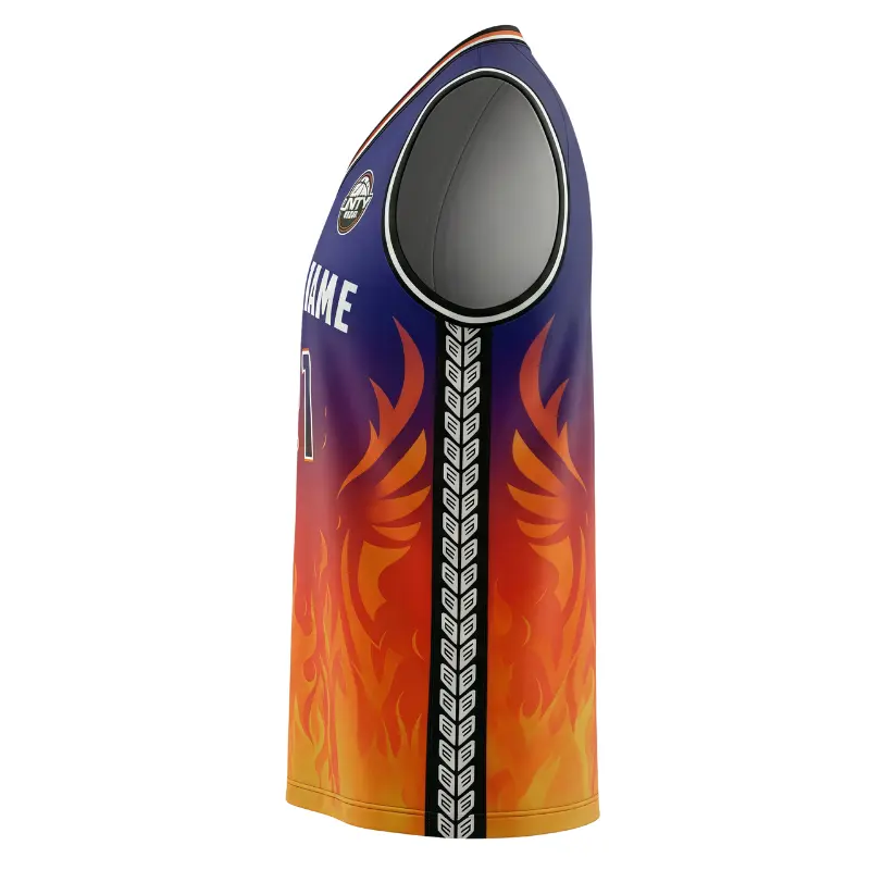 V-neck basketball jersey with side panels and pro interlock for ultimate comfort