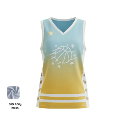 Women's V-neck basketball jersey with side panels for enhanced team styling