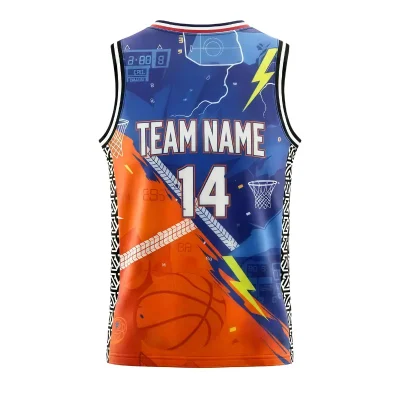 Premium V-neck basketball jersey with side panels and jacquard woven fabric