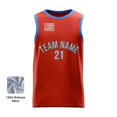 NextPlay Elite custom basketball jersey for adults and youth, made with blue and black sublimated Birdseye Mesh.