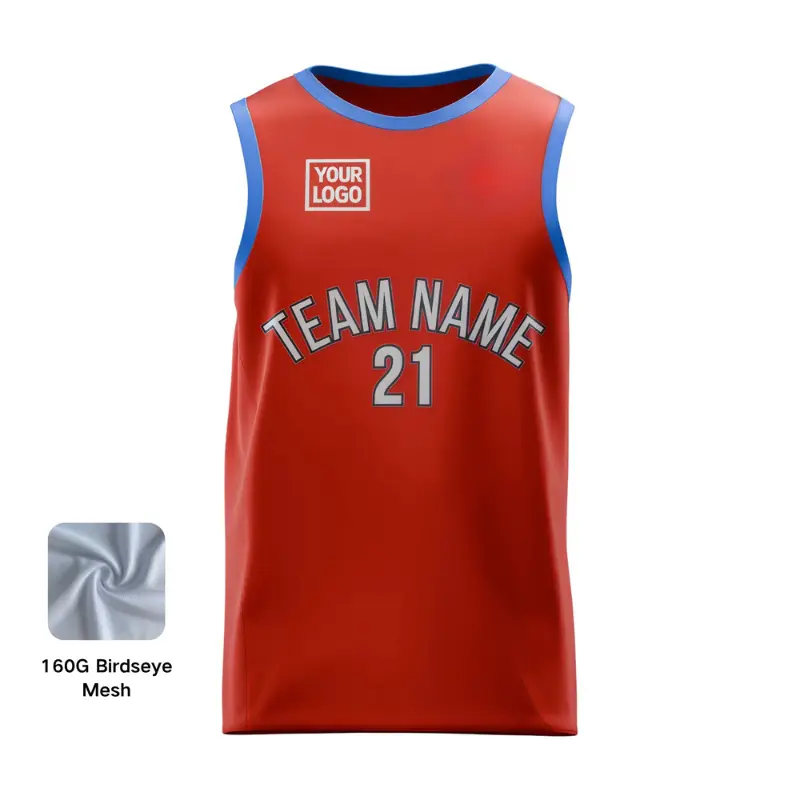 NextPlay Elite custom basketball jersey for adults and youth, made with blue and black sublimated Birdseye Mesh.