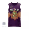 NextPlay Core custom basketball jersey with NBA fabric, in purple and black team colors for unisex and youth players.