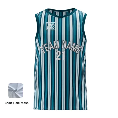 NextPlay Core custom basketball jersey with Short Hole Mesh fabric, in purple and black team colors for unisex and youth players.