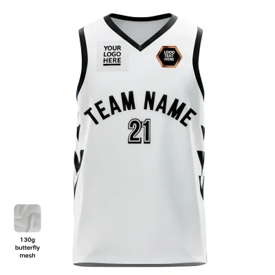 Β V-neck basketball jersey with side panels and butterfly mesh for maximum airflow