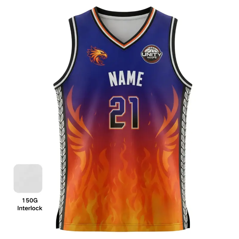 V-neck basketball jersey with side panels and pro interlock for ultimate comfort