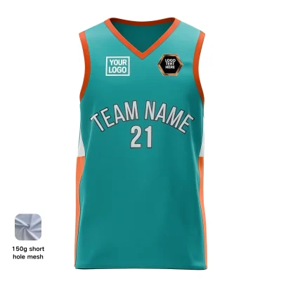V-Nekc Basketball Jersey with Side Panels for Unisex & Youth - 150G Short Hole Mesh