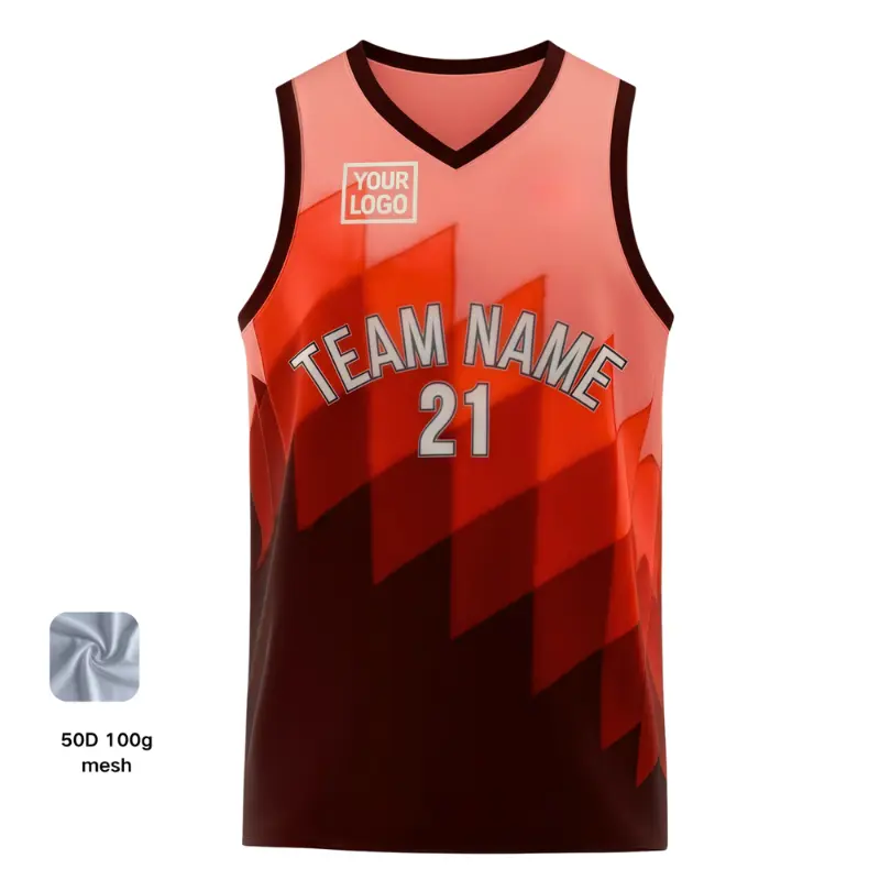 V-neck basketball jersey with 50D mesh for unisex and youth teams