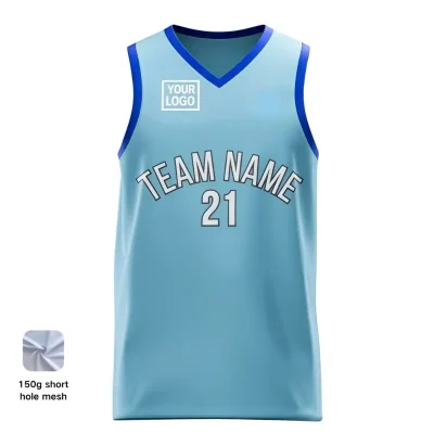 V-neck basketball jersey with short hole mesh for balanced performance
