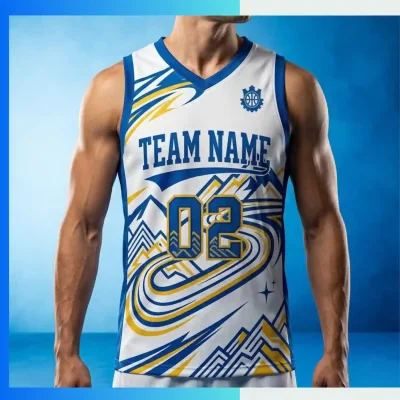 Alternative view of Custom Basketball Jersey V-Neck with Side Panels with 130G Butterfly Mesh