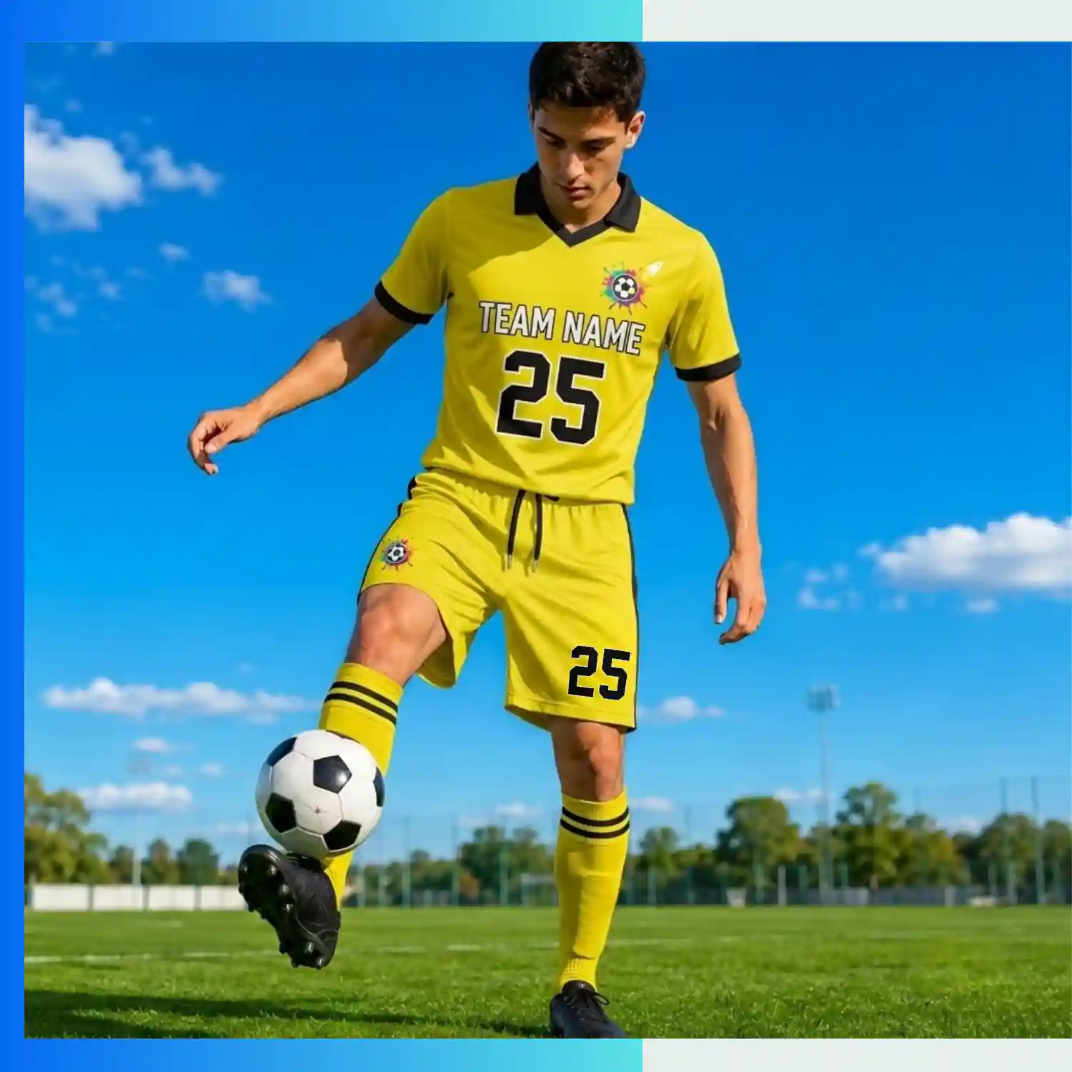 Custom VIP Performance Soccer Uniform Set – Mesh Jersey & Shorts Full Sublimation (Athletic Fit) - Image 3