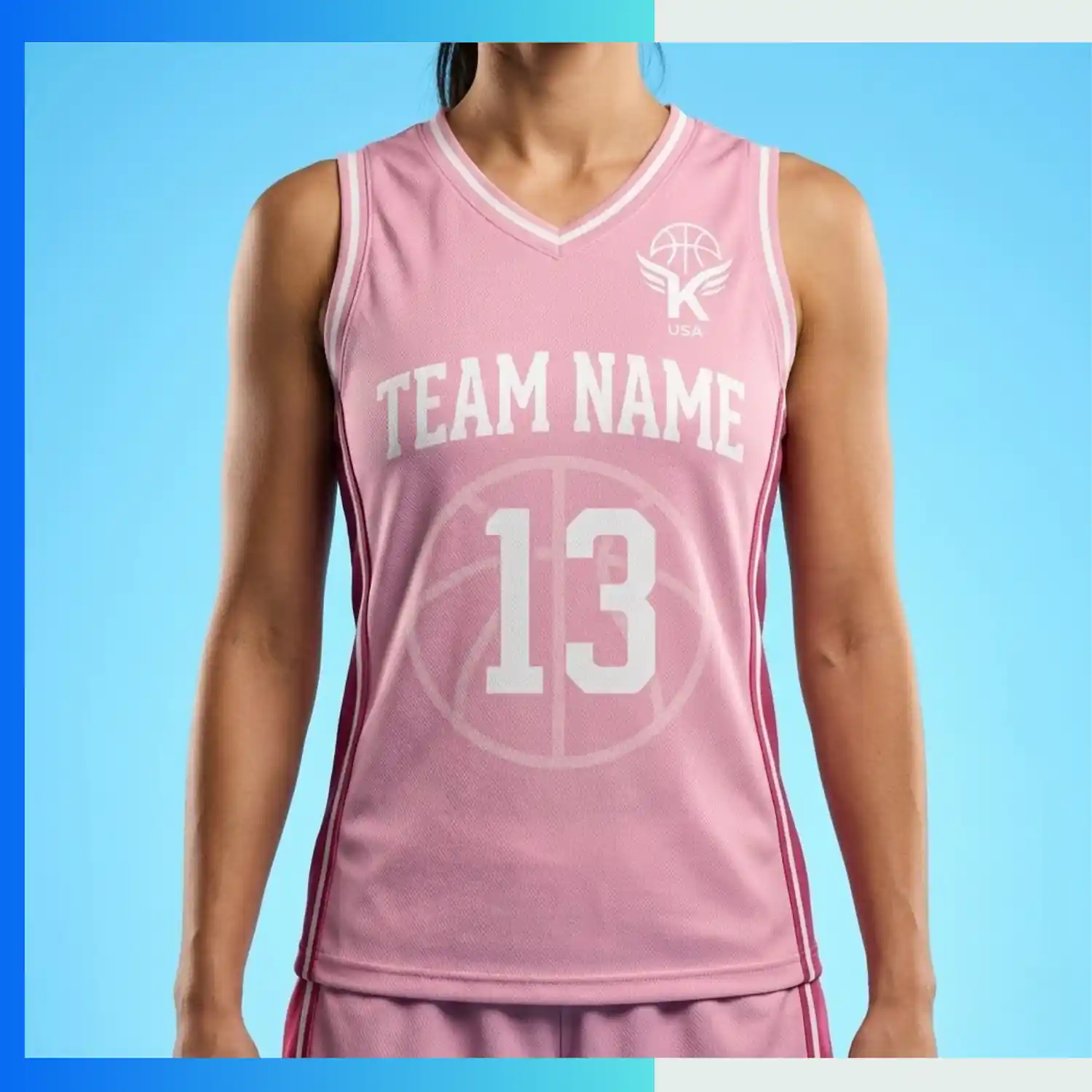 Custom Women’s Basketball Jersey V-Neck with Side Panels with 160G Butterfly Mesh - Image 3