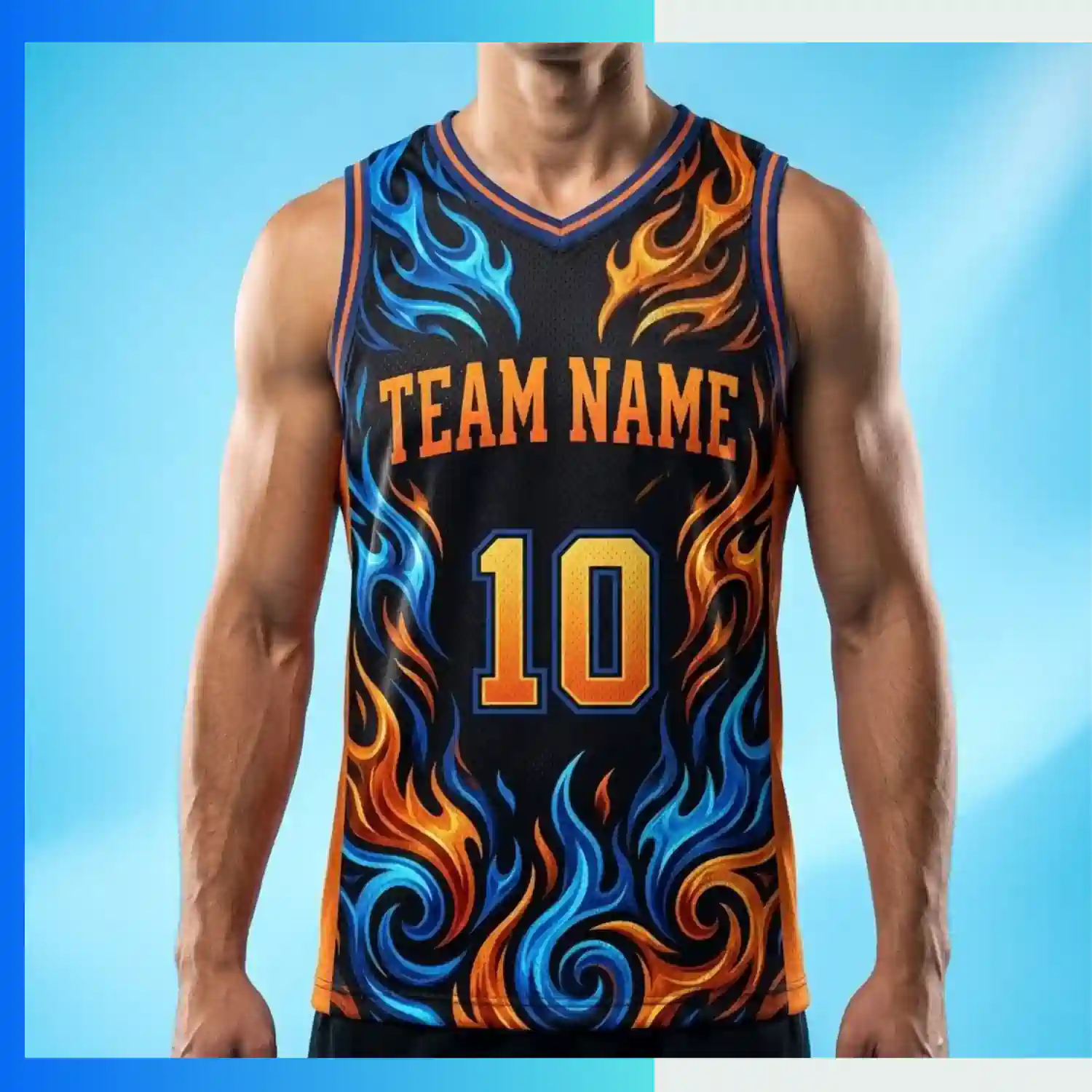 Custom Pro Basketball Jersey V-Neck with Side Panels with 180G NBA Fabric - Image 3