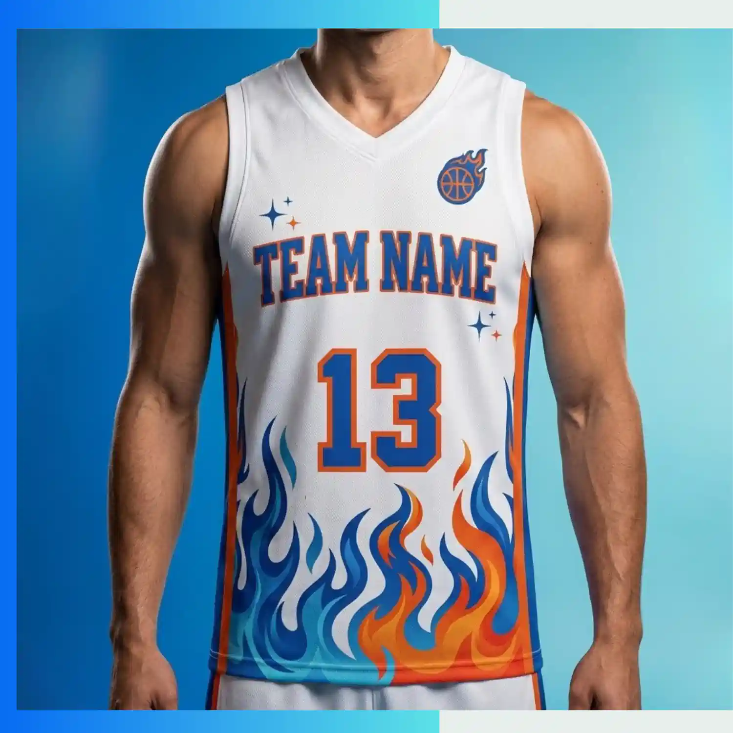 Custom Premium Basketball Jersey V-Neck with Side Panels with 160G Jacquard Fabric - Image 3