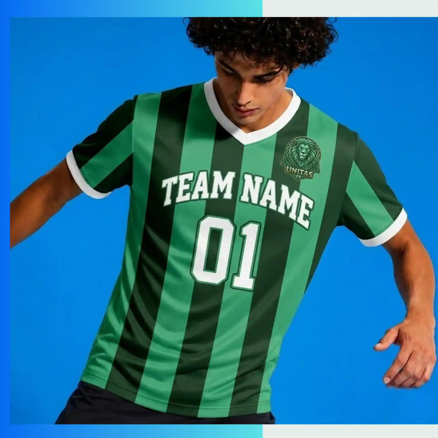 Custom Performance V-Neck Soccer Jersey with 180G Spandex Interlock Compression Fit Team Jersey - Image 3