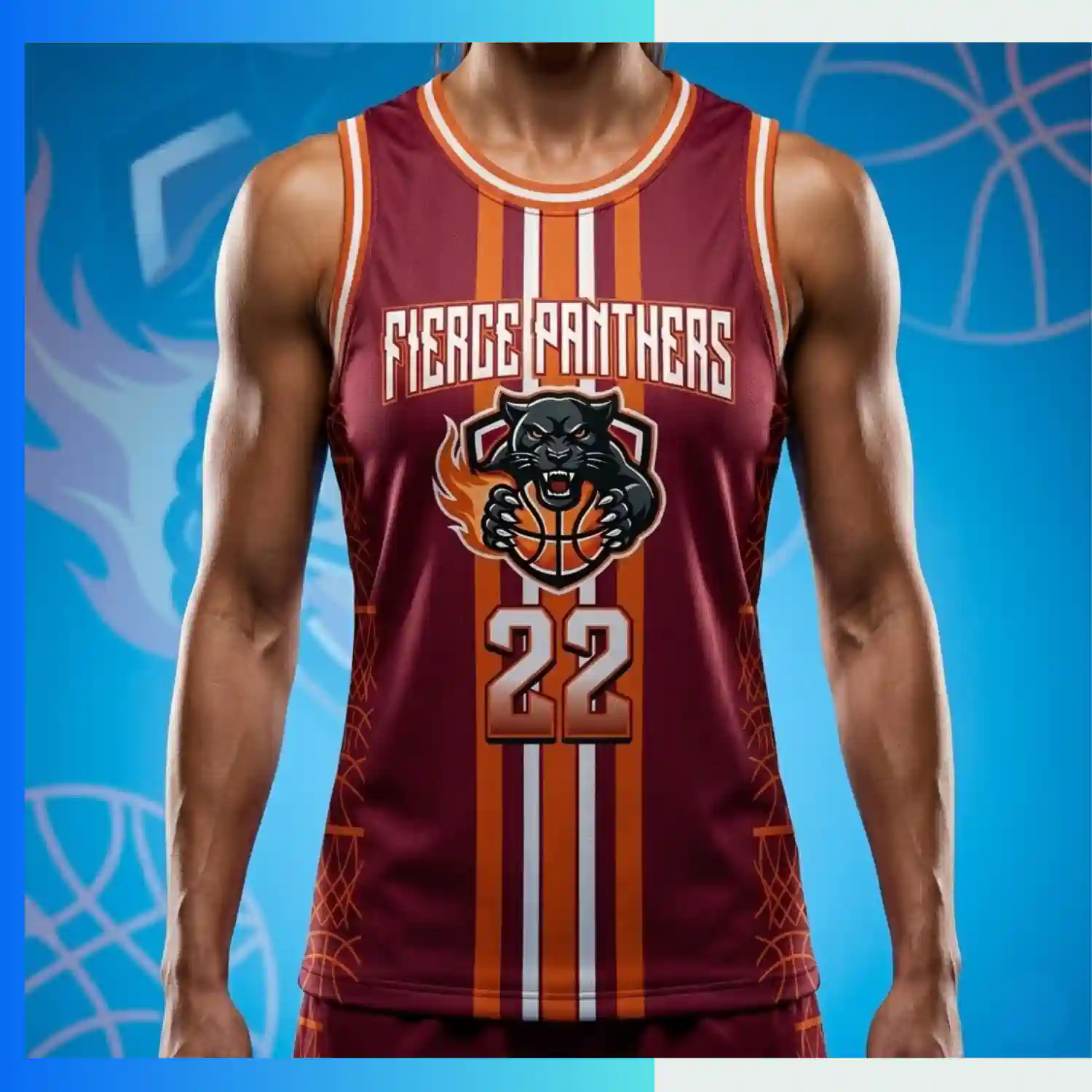 Custom Basketball Jersey – 180gsm NBA Fabric Sublimation Round Neck - Image 3