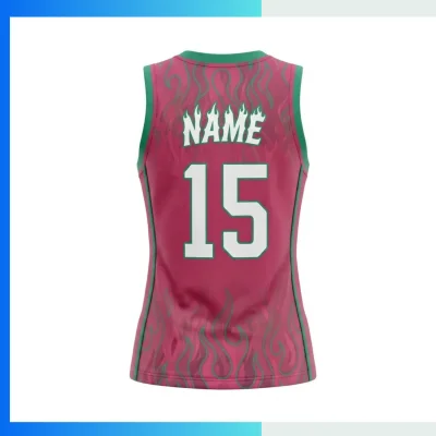 Alternative view of Custom Women’s Basketball Jersey V-Neck with Side Panels with 160G Jacquard Fabric