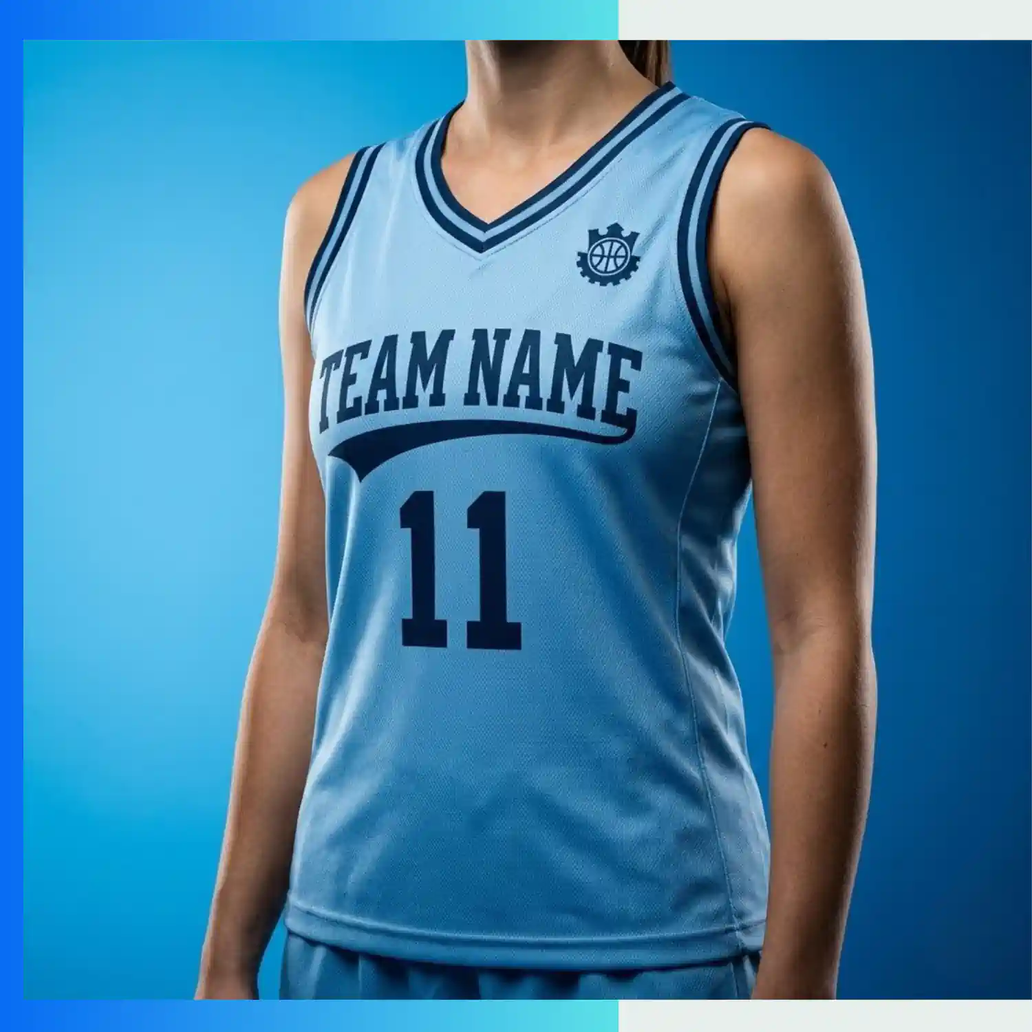 Custom Women’s Basketball Jersey V-Neck with Side Panels with 150G Pro Interlock - Image 3