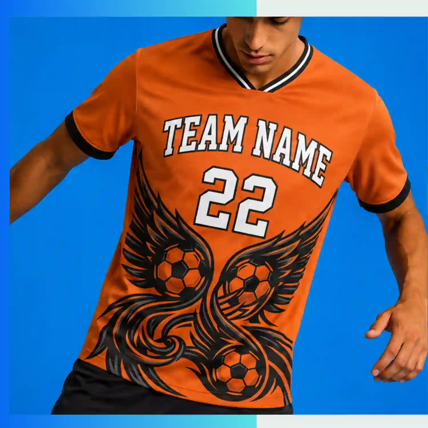 Custom Performance Flat V-Neck Soccer Jersey with 180G Spandex Compression Team Kit - Image 3