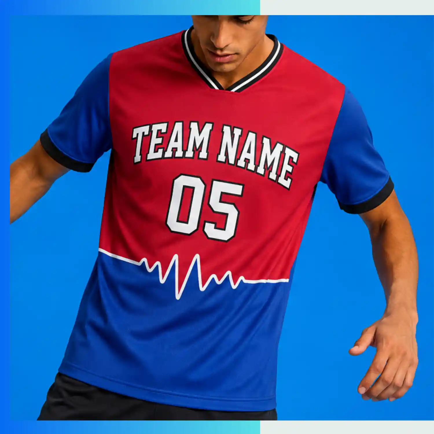 Custom Mesh Soccer Jersey – 160G Birdseye Flat V-Neck | Breathable Full Sublimation Team Kit - Image 3