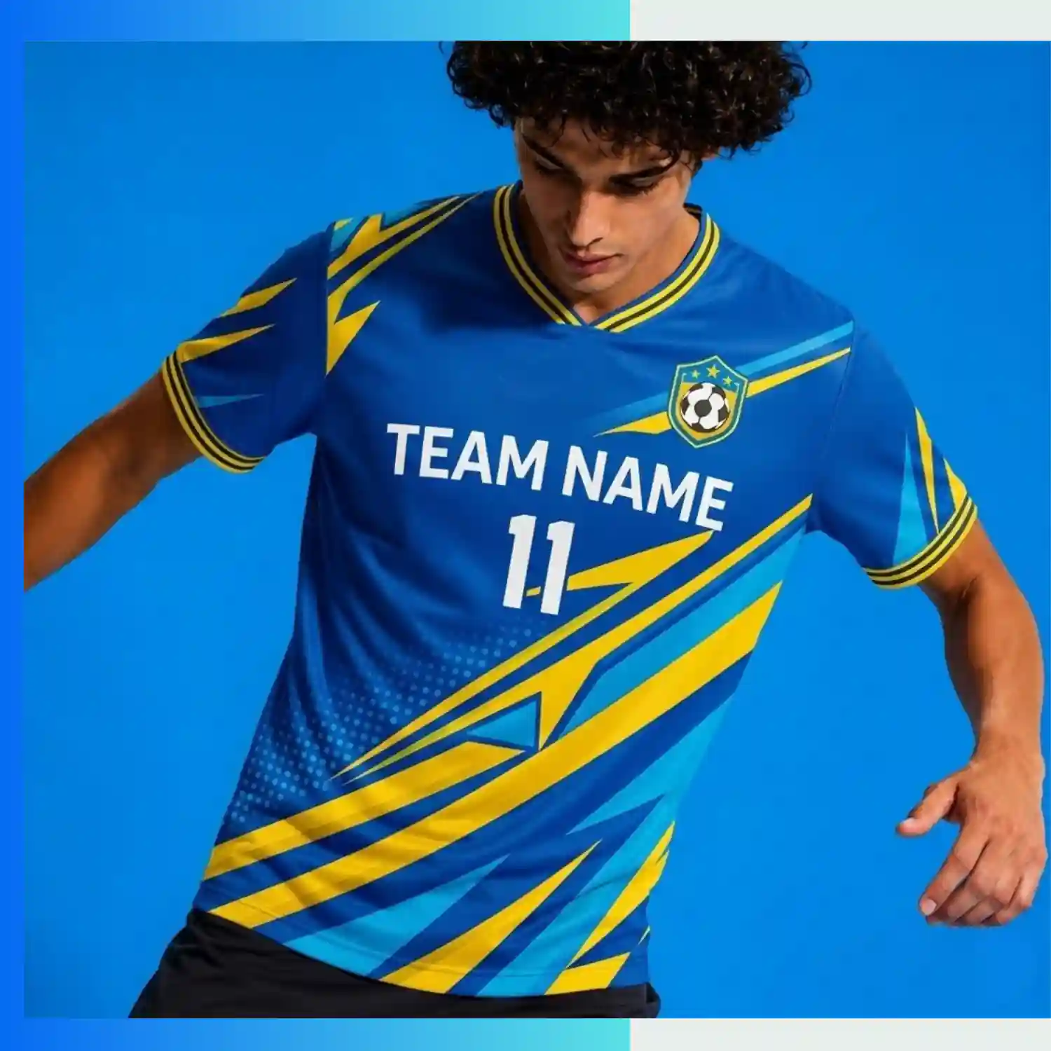 Premium Silk-Feel Soccer Jersey with 180G Interlock Flat V-Neck Custom Team Kit | Full Sublimation - Image 3