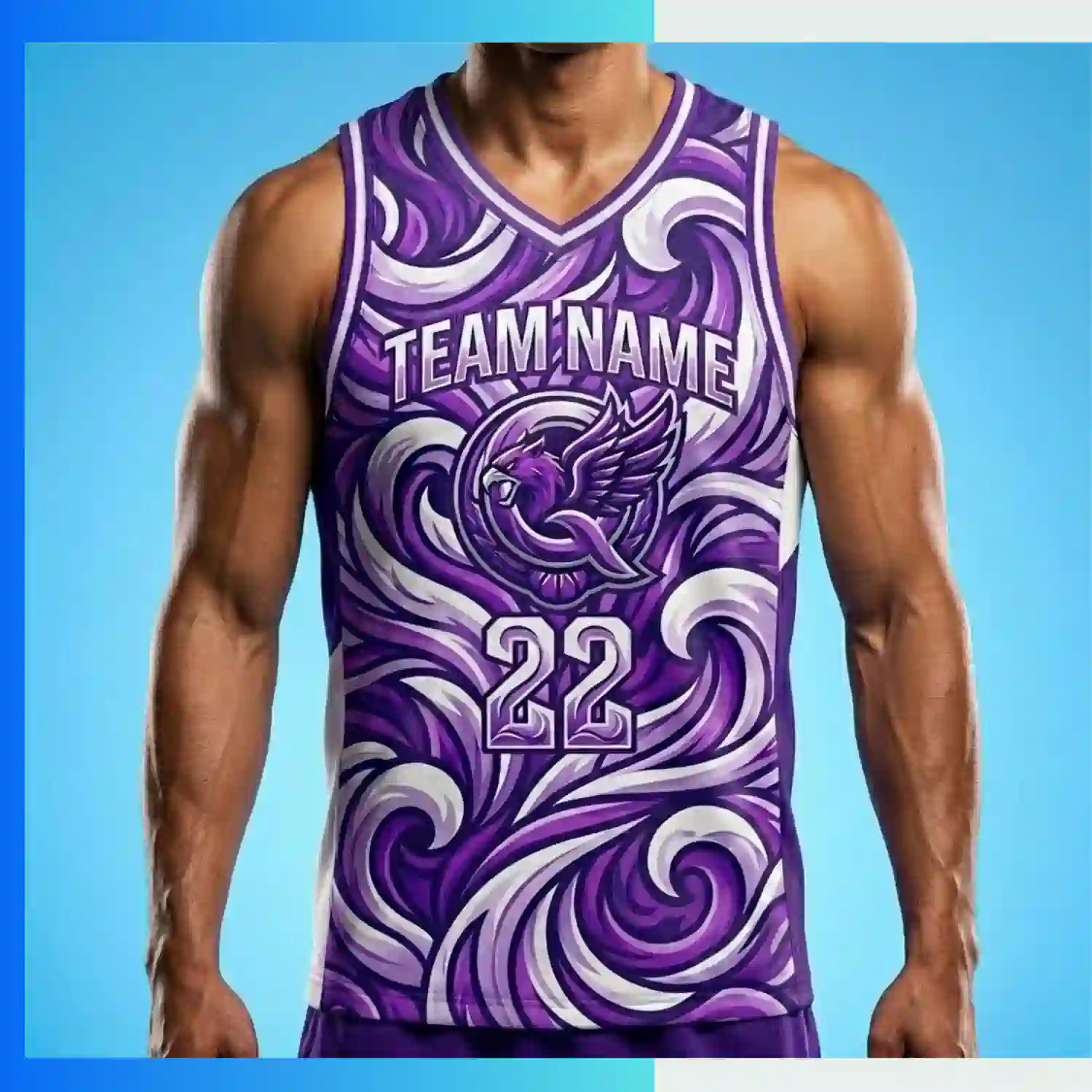 Custom Basketball Jersey V-Neck with 150G Pro Interlock - Image 3