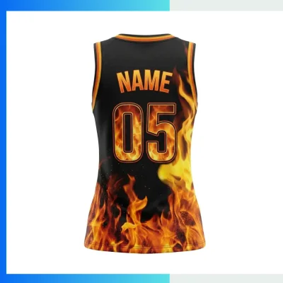 Alternative view of Custom Women’s V-Neck Basketball Jersey with 130G Butterfly Mesh