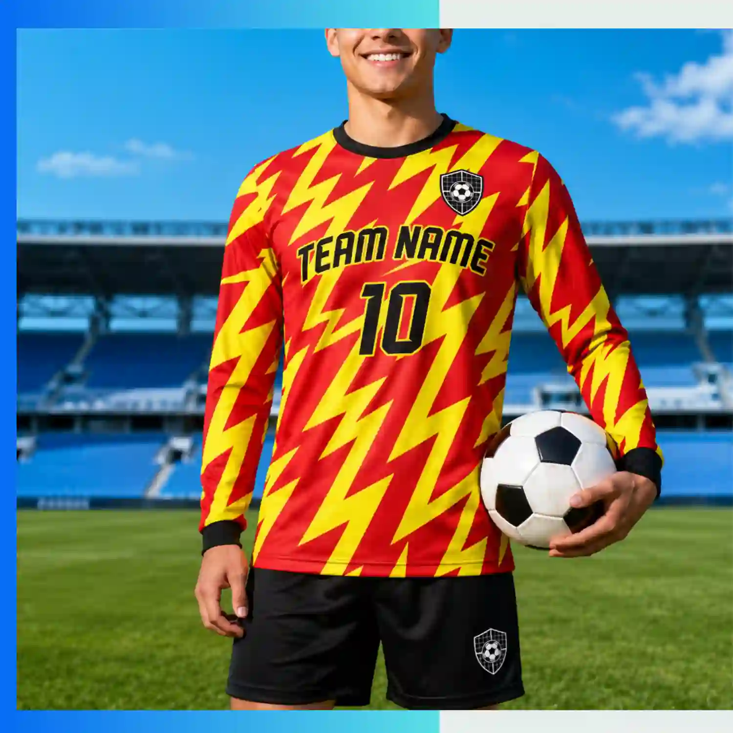 Long Sleeve Soccer Jersey with 150G Interlock Custom Sublimation Round Neck Team Uniform - Image 3