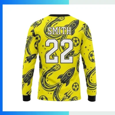 Alternative view of Long Sleeve Spandex Soccer Jersey with 180G 4-Way Stretch Interlock Custom Sublimation Performance Top