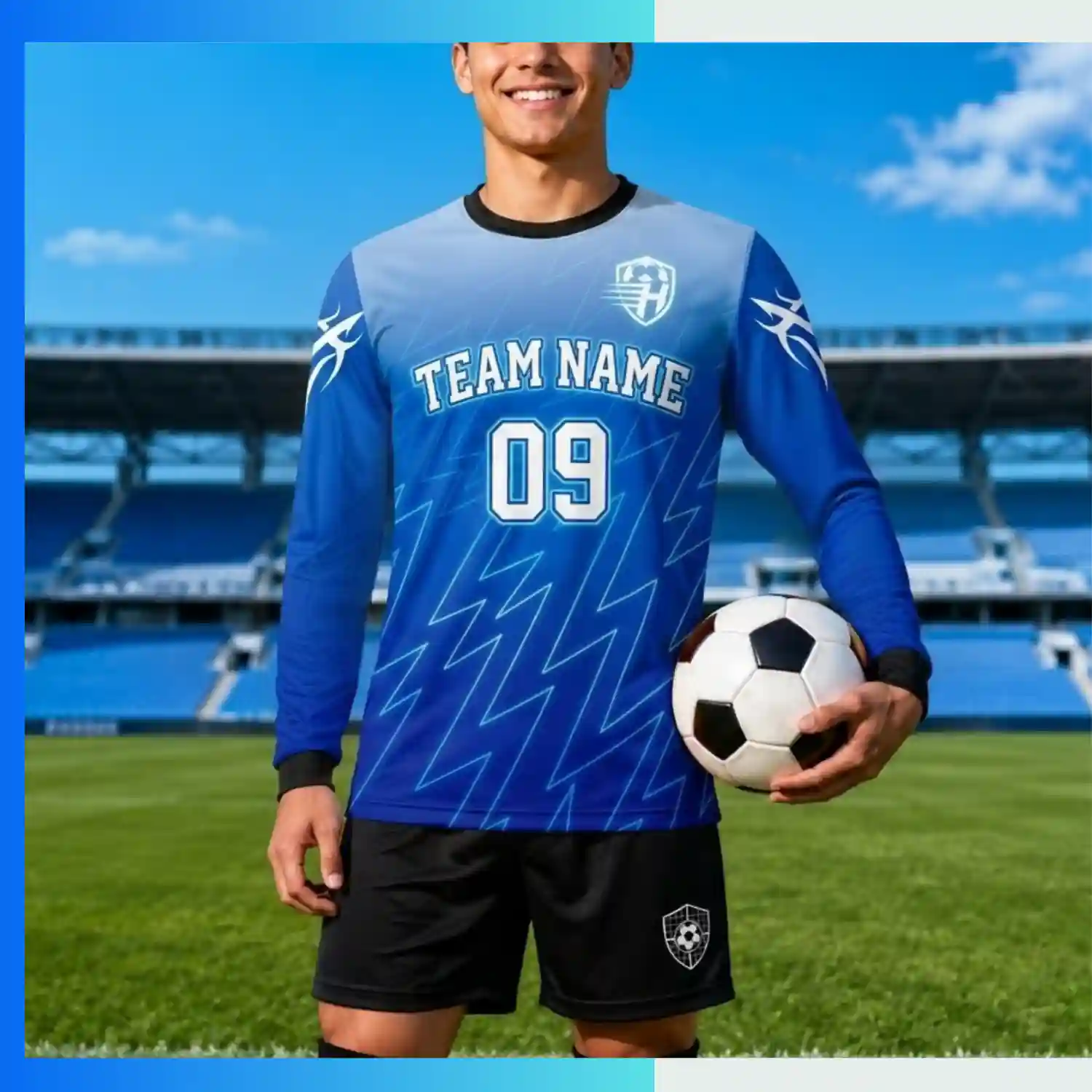 Custom Long Sleeve Soccer Jersey – Full Sublimation with Multiple Fabric Options - Image 3