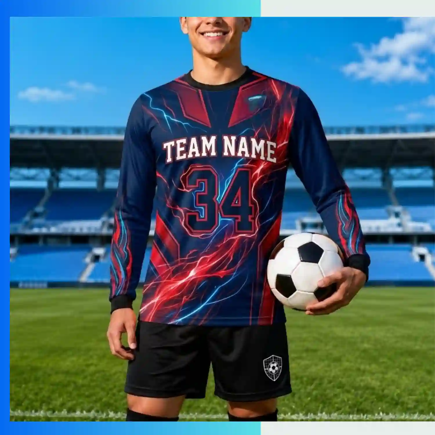 Custom Spandex Long Sleeve V-Neck Soccer Jersey with 180G 4-Way Stretch Full Sublimation Teamwear - Image 3