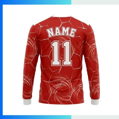 Alternative view of Long Sleeve V-Neck Birdseye Mesh Soccer Jersey with 160G Birdseye Mesh