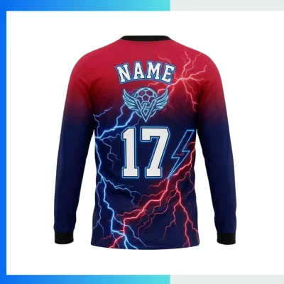 Alternative view of Custom Long Sleeve Soccer Jersey – Full Sublimation with 180gsm Milk Silk