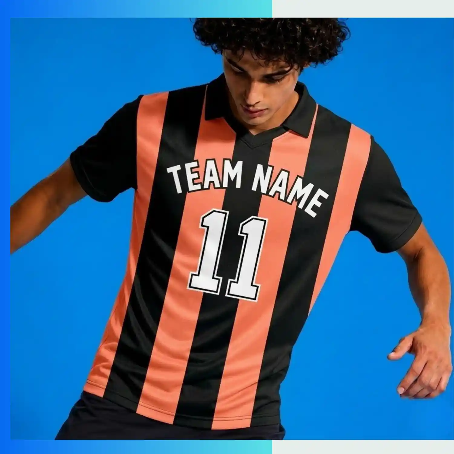 Custom Lapel V-Neck Soccer Jersey – 150G Interlock Team Kit | Full Sublimation Football Uniform - Image 3