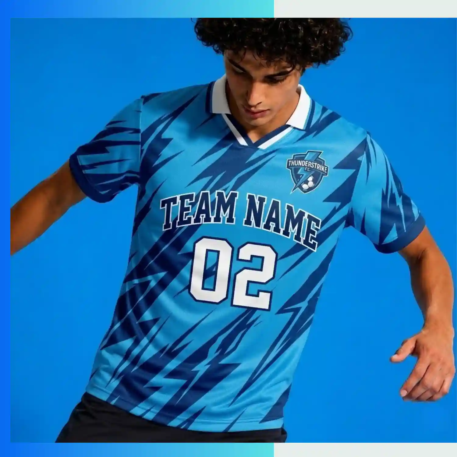 VIP Performance Mesh Soccer Jersey – 165G Custom Sublimation Lapel V-Neck Team Uniform - Image 3