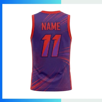 Alternative view of Custom Basketball Jersey with V-Neck & Contrast Side Panels with 50D 100G Mesh